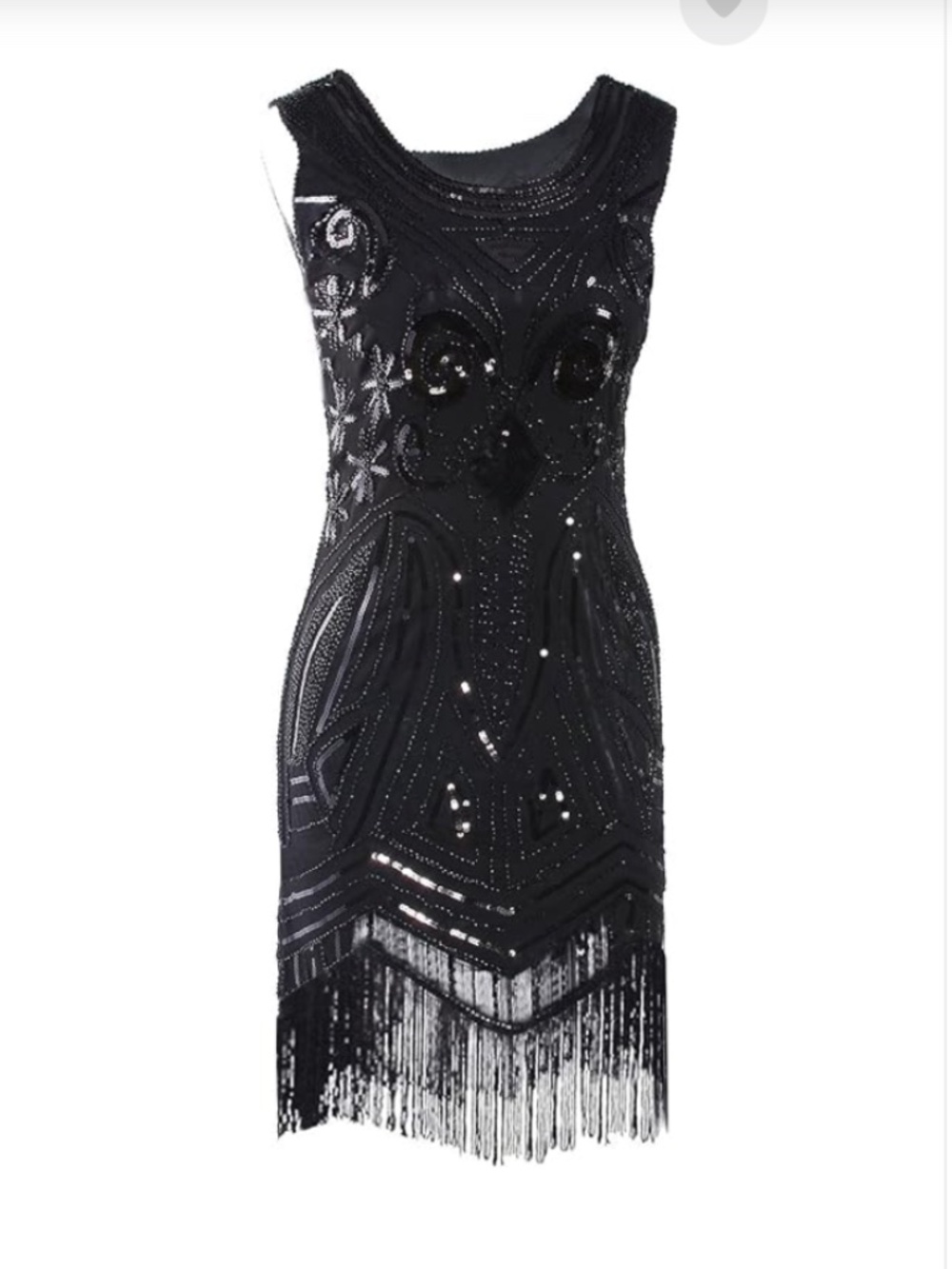 Black Beaded Fringe Women's Dress - Elegant Evening Style